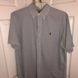 Polo Ralph Lauren blue seersucker short sleeve button down (SSBD, bro) - Mens L